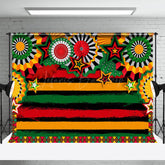 Lofaris Red Yellow Green Stars Black History Month Backdrop